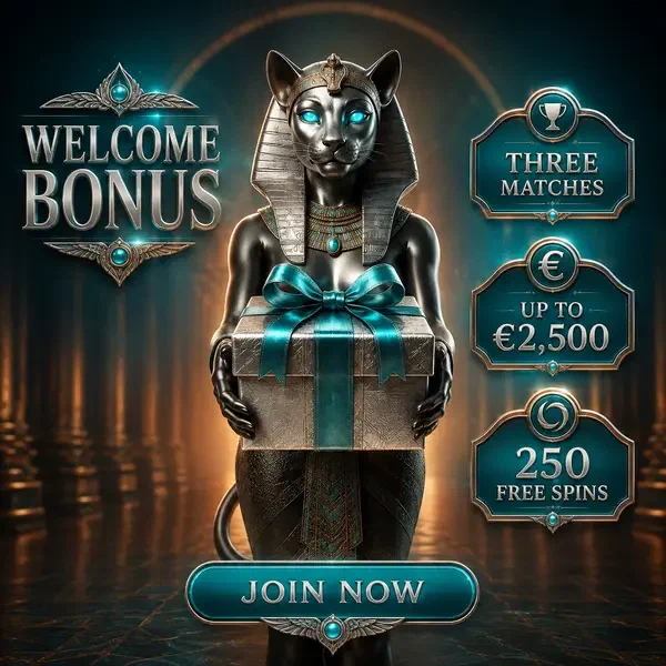 Elegante hostess felina che presenta regalo bonus di benvenuto nella sala del trono live casino Winaura